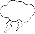 Cloud icon with lightning in doodle style Royalty Free Stock Photo